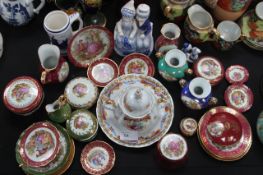 A collection of continental china wares to include miniature items in the Limoges style etc  ( see