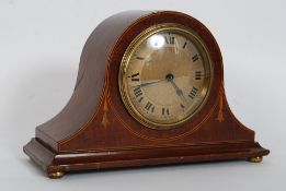 A Buren inlaid mahogany Napoleon hat mantel clock
