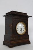 A Victorian chinoserie Chinese painted  Maple & Co of Paris mantel clock having wooden case with