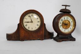 An early 20th century HAC Hamburg America Co mantel clock together with an enamel faced wooden