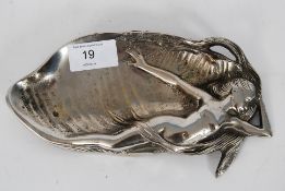 A 20th century art nouveau pin dish of scalloped form adorned with recumbant nude. gross weight 15.4