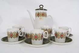 A retro vintage Herald Ridgway 1960's coffee service. Comprising of 5 cups and saucers, coffee pot