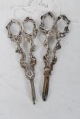 A good pair of mid 20th century rococo silver plated grape scissors