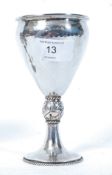 An Edwardian silver wine goblet with hallmarks for G L C into a clover ( George Laurence Connell Ltd