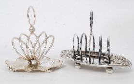 Two 20th century silver plate toast / letter racks, one unmarked the other Hodgers EPNS.