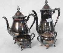 A collection of Viners silver plated wares to include coffee pot and teapot along with sugar bowl