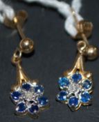 9ct sapphire and diamond drop earings to match lot 33