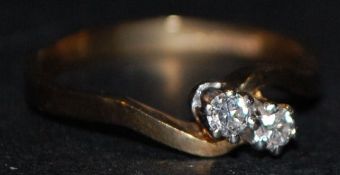 9ct gold diamond crossover ring Size Weight