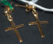 9ct gold cross earings with scroll backs