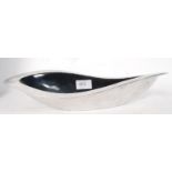 A retro 1970's ebonised chrome Danish leaf dish. Shaped form with ebonised interior. measures