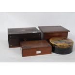 A 19th century rosewood workbox together with a Japanese chinoserie box together with 2 others