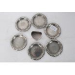 A set of 6 Arts & Crafts pewter peanut dishes stamped for Arendal of Kandestober, Germany.