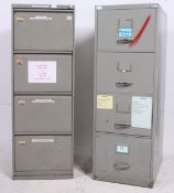 2 Industrial 20th century metal office filing cabinets one dating from the 1970's, the other late