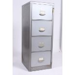 A good mid 20th century Industrial upright metal pedestal filing cabinet having 4 drawers with