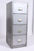 A good mid 20th century Industrial upright metal pedestal filing cabinet having 4 drawers with