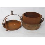 A good vintage Wednesbury cast iron cooking pot / jam pot along with two others.