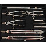 A cased vintage mathematical set by Wedeco to include compasses and other instruments. In original