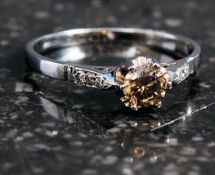 14ct white gold diamond & coloured stone