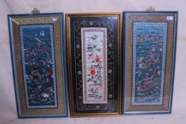 A collection of 3 Chinese silk embroider