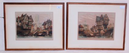 A pair of continental 19th century litho