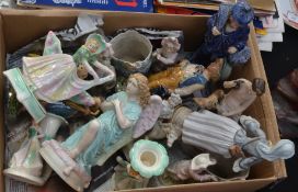 A collection of china figurines