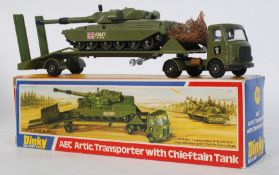 An original diecast Dinky 616 miltary AEC Articulated Transporter lorry with Chieftain Tank. Model