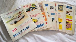 A collection of 13 original 1960's Dinky & Corgi toys diecast advertising leaflets, each with