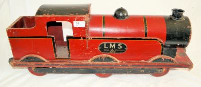 An early 20th century Lines Brothers LMS Merton Of London hand painted large wooden model train.