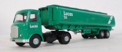 A vintage Dinky Toys for Lucas Oil, Lucas Oil Tanker ARC Articulated Lorry. Original cardboard