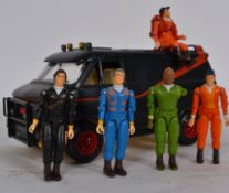 An original 1983 Galoob A-Team retro tv tie-in GMC van toy, along with 5 action figures - comprising