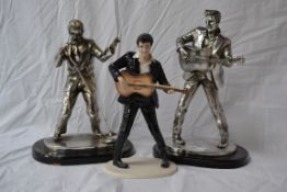 2 x Elvis - Silver dreams by Leonardo figures along with another Leonardo figure