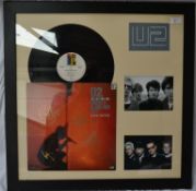 AUTOGRAPHS: U2 - ` Live Under A Blood Red Sky ` vinyl record LP, being signed by the band to the