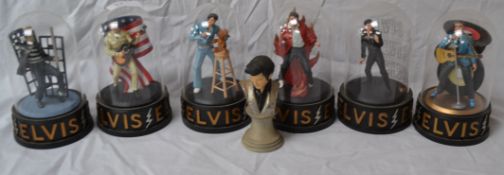 6 x dome cased Elvis Presley hand painted figures by Tresori, each having own number