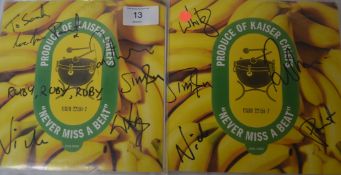 AUTOGRAPHS: The Kaiser Chiefs - two LP vinyl singles for Never Miss A Beat, each being autographed