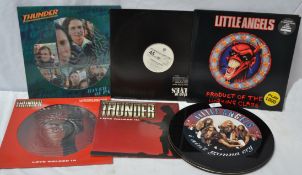 A collection of 6 limited edition rock records to include Little Angels, Thunder and an advanced DJ
