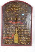 A Victorian style Chablis Sole Importers reproduction shop advertising display sign. 92cm tall.