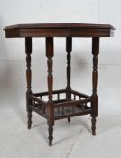 Victorian mahogany writing / centre occasional tables raised on turned legs with lower spindle