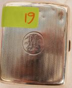 A hallmarked silver cigarette case having date and monogram to front, Birmingham hallmarks.