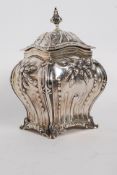 William Hutton & Sons, London, 1901 rare hallmarked sterling silver tea caddy - with finely detailed