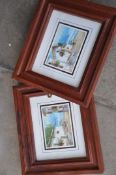 Molla. A pair of Spanish oil on canvases of seascape scenes, signed and framed. 12cm x 17cm.