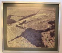 A 1970`s retro  framed and glazed aerial photograph of a Formula 1 track, possibly Silverstone /