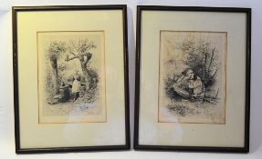 A pair of French 19th century lithograph prints, framed and glazed signed to corner E Rudaux.