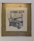 An unusual 1980`s retro  framed and glazed lithograph print entitled ` The Blower 1886` ( printing