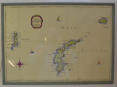 An unusual hand finished colour map of the Island of Ponza set within glazed frame ( af ) Isolo