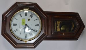 A good quality 31 day mahogany Wood and Sons regulator wall clock.  Finished with glass front
