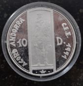 A Silver Andorra 1995 10 Ecu coin.