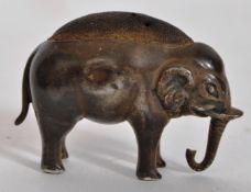 A hallmarked sterling silver pin cushion in the form of an elephant, dating to 1905