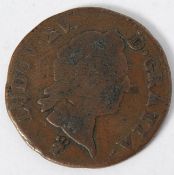 Coins. French. France 1770 S copper 1/2 sol Louis XV 1/2 sol 1770 Reims