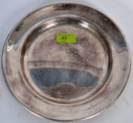 A 20th century silver plate shipping line serving dish / plate bearing chase decorated monogram to