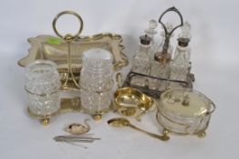 A good collection of 20th century Silver plate items to include glass decanters, fruit bowl, and